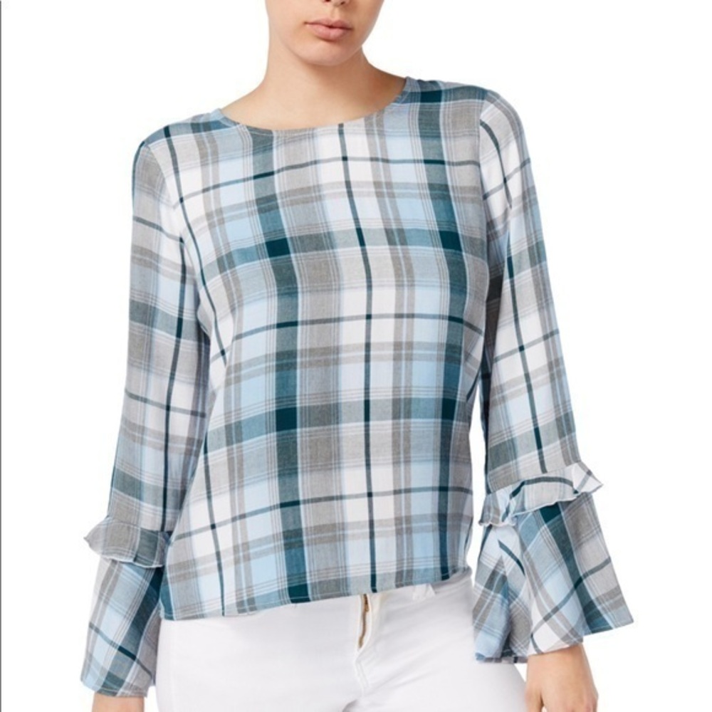 NEW MAISON JULES WOMENS BELL PEASANT BLOUSE sz L